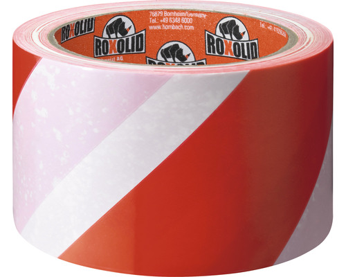 Výstražná lepicí páska s červenými a bílými pruhy