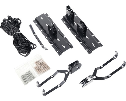 Sada zvedáku na kolo s lanem, háky, šrouby a hmoždinkami