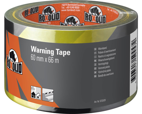 Výstražná lepící páska Roxolid 60 mm x 66 m černo-žlutá Výstražná páska Roxolid, 60 mm x 66 m