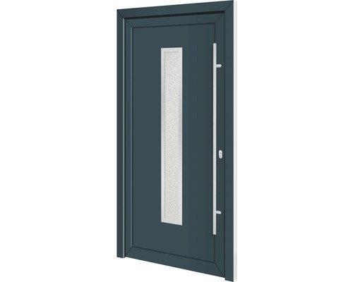 Víceúčelové dveře plastové Alabama II bílé/antracitové 2000 x 1000 mm pravé Vchodové dveře se skleněnou výplní a madlem