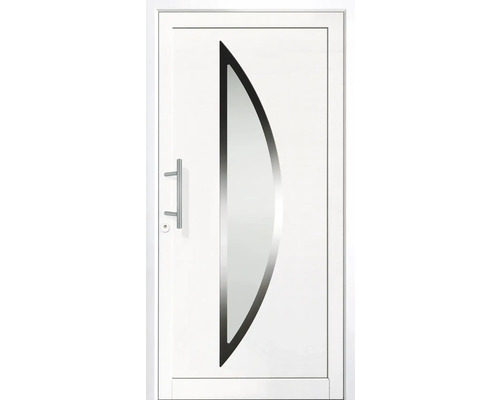 Bílé interiérové dveře se skleněnou vložkou a klikou