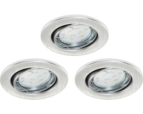 Tři kovové LED zapuštěné bodovky