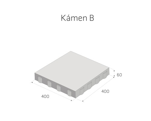 Dlažební kámen o rozměrech 400 x 400 x 60 milimetrů