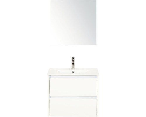 Koupelnový nábytkový set Dante 60 cm s keramickým umyvadlem a zrcadlem bílá vysoce lesklá