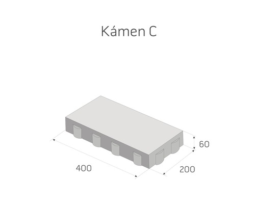 Obrázek dlažebního kamene o rozměrech 400 x 200 x 60 milimetrů