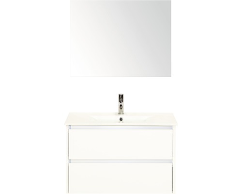 Koupelnový nábytkový set Dante 80 cm s keramickým umyvadlem a zrcadlem bílá vysoce lesklá