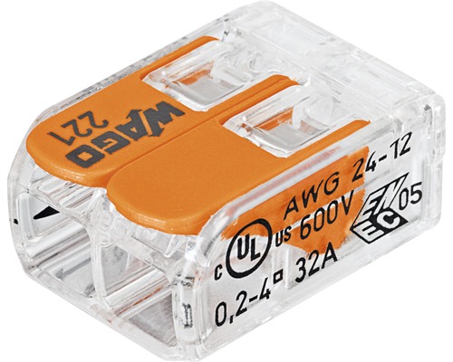 WAGO svorka 221-412 2x0,14-4 mm2, balení 25 ks Wago spojovací svorka pro elektrické spoje