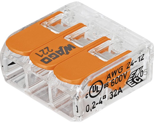 WAGO svorka, 3 x 0,14-4 mm2, balení 25ks Wago svorka pro elektrické vodiče