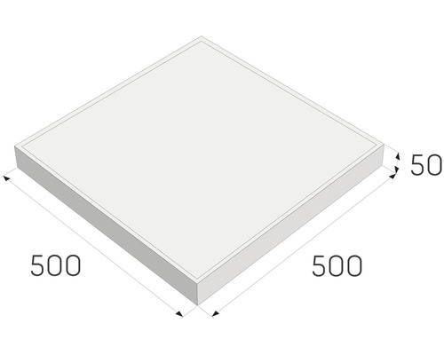 Čtvercová deska o rozměrech 500 x 500 x 50 milimetrů.