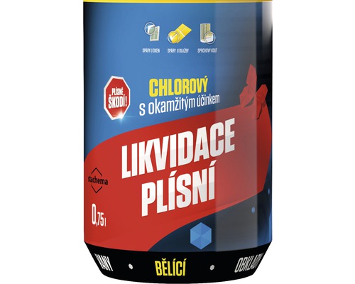 Odstraňovač plísní s bělícím účinkem v 0,75litrové lahvi pro použití v koupelně a kuchyni