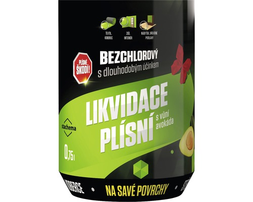 Láhev odstraňovače plísní s vůní avokáda, bez chloru, 0,75 litru