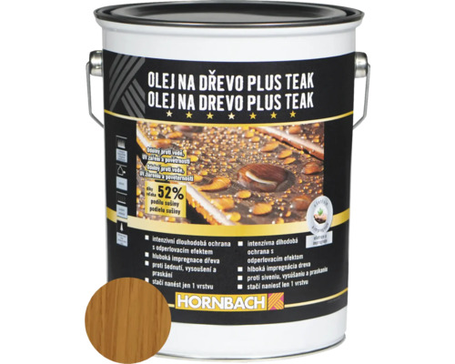 Olej na dřevo Plus Teak pro ochranu a impregnaci dřevěných povrchů, odolný proti vodě a UV záření, 1 balení