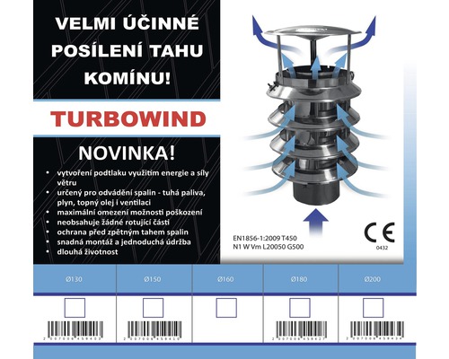 Turbowind Nástavec na komín pro zlepšení tahu komínu