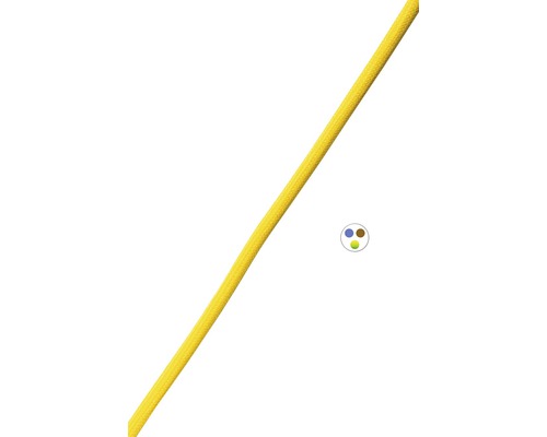Textilní kabel 3x0,75, žlutý, metrážové zboží