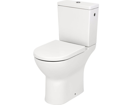Kombinované WC VitrA S50 s hlubokým splachováním a vyvýšeným splachovacím okrajem bílé lesklé HygieneGlaze s WC sedátkem 9796B003-7200