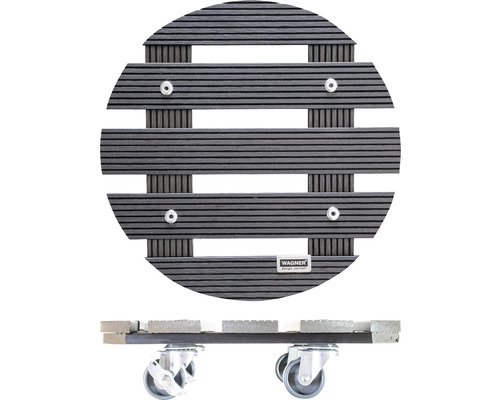 Kulatý vozík na květináče ze dřeva s kolečky