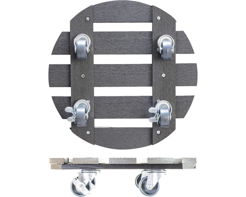 Podložka pod květináč ze dřeva se čtyřmi kolečky