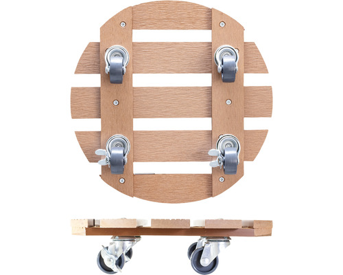 Podstavec na květináč ze dřeva se čtyřmi kolečky