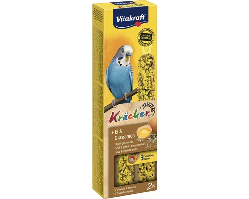 Doplňkové krmivo pro andulky Vitakraft Kräcker s vejcem a travními semínky 2 ks