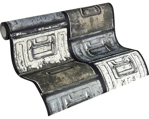 Role tapety s designem kovových beden