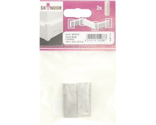 Rohové díly soklové lišty Skandor Nimus, béžové, 16,5x16,5x40 mm, 2 kusy