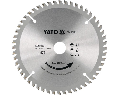 Yato pilový kotouč na hliník 160x20x2,2x1,5 mm 52 zubů