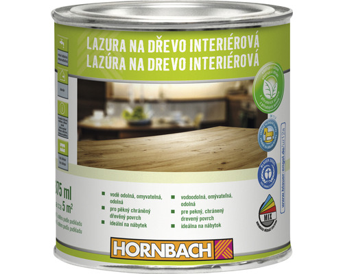 Lazura na dřevo interiérová Hornbach 0,375 l bílá ekologicky šetrné