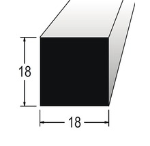 Čtvercový profil o rozměrech 18x18 milimetrů.