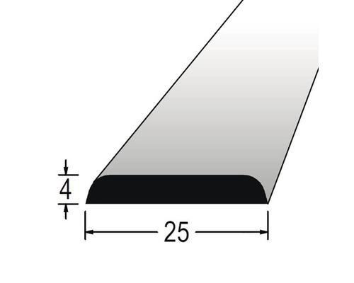 Krycí lišta nastavovaná 4 x 25 x 2400 mm dub Obrázek těsnění o rozměrech 25 krát 4 milimetry