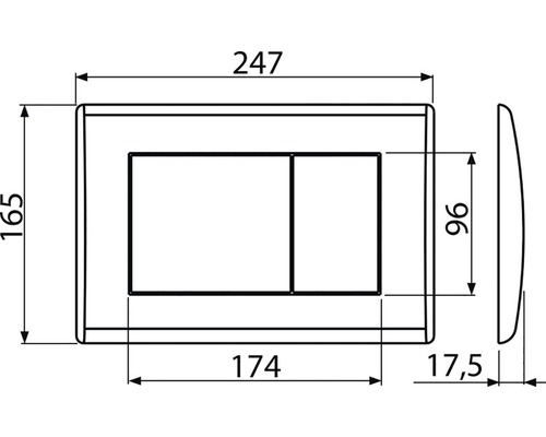 Technický výkres ovládacího panelu s rozměry