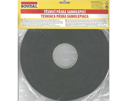 Těsnicí páska SOUDAL samolepicí 9 mm x 20 m pro okna a dveře šedá Samolepicí těsnicí páska Soudal v obalu