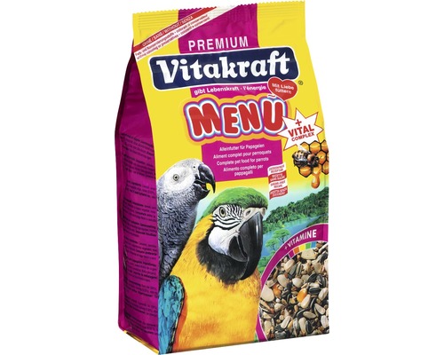 Vitakraft Premium krmivo pro papoušky v sáčku s obrázkem papoušků