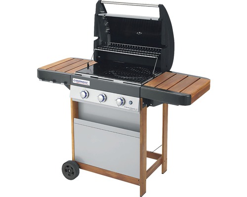 Gril CampinGaz se třemi hořáky, odkládacími plochami a kolečky