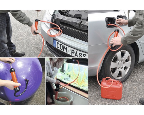 Víceúčelová ruční pumpa používaná k přečerpávání tekutin a nafukování předmětů