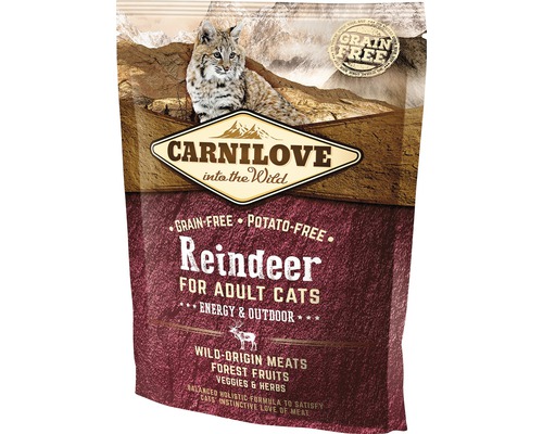Granule pro kočky Carnilove Cat Grain Free Energy 400 g Carnilove Adult Cat Reindeer krmivo pro kočky, bez obilovin