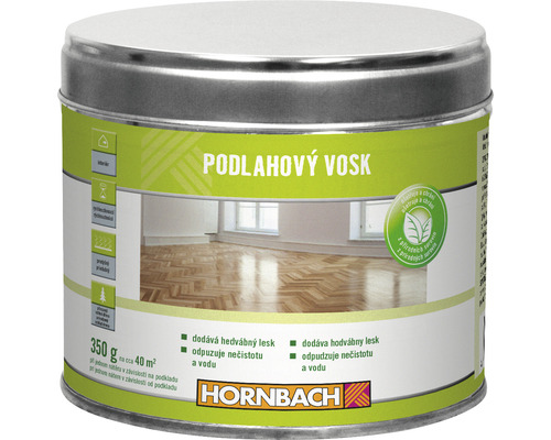 Vosk na podlahu Hornbach 350 g ekologicky šetrné Podlahový vosk v kovové dóze o hmotnosti 350 gramů na přibližně 40 metrů čtverečních