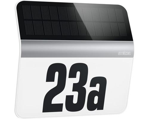 LED solární nástěnné osvětlení domovního čísla Steinel XSolar LH-N IP44 0,03 W 2 lm 4000 K stříbrné se soumrakovým senzorem Solární tabulka s číslem domu 23a