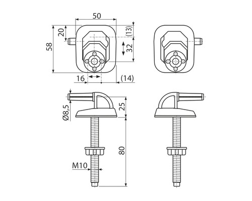 Technický nákres WC sedátka s rozměry