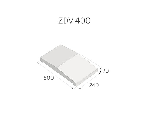 Výkres ZDV 400 o rozměrech 500, 240 a 70.