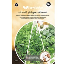 Semenáčkový disk s kerblíkem, estragonem a koriandrem pro zahradu.