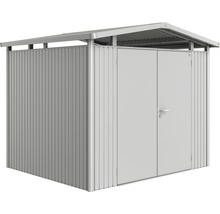 Plechový zahradní domek Biohort Panorama P3 257 x 214 cm stříbrný metalický set vč. regálu a okapů