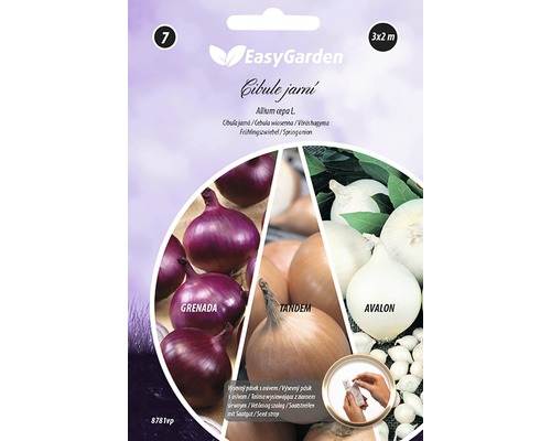 Pásek výsevný cibule GRENADA, TANDEM, AVALON 3 x 2 m Výsevný pásek jarní cibule EasyGarden, odrůda Grenada, Tandem a Avalon