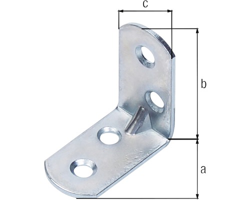 Kovový úhelník s rozměry a, b a c