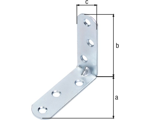 Rohový spojovací prvek s rozměry a, b a c
