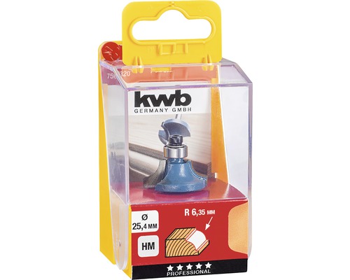 KWB zaoblovací fréza o průměru 25,4 milimetrů v kartonové krabici
