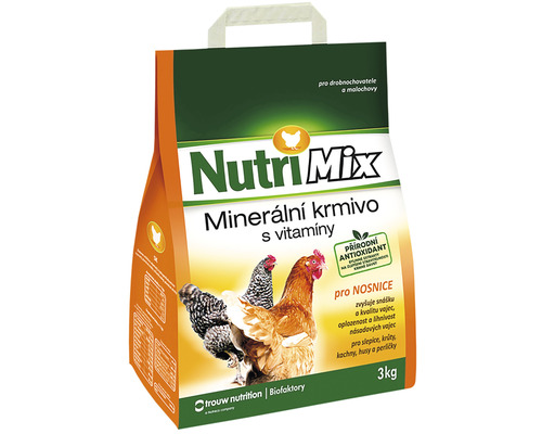 Minerální krmivo s vitamíny pro nosnice Nutri Mix 3 kg Minerální krmivo NutriMix pro kuřata v tříkilogramovém balení