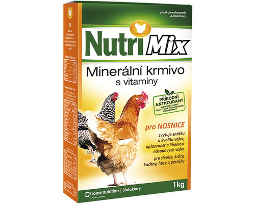 Minerální krmivo s vitamíny pro nosnice Nutri Mix 1 kg Nutri Mix minerální krmivo s vitamíny pro nosnice, 1 kg balení
