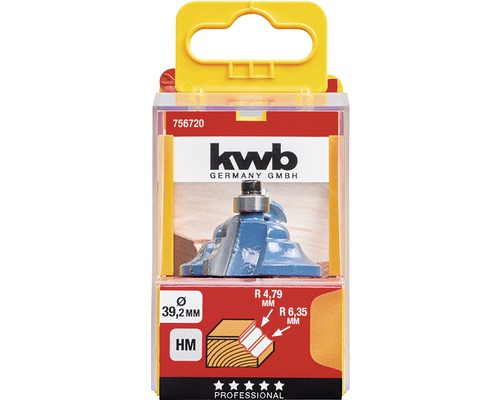 Hrana frézy v balení, průměr 39,2 milimetrů, logo KWB