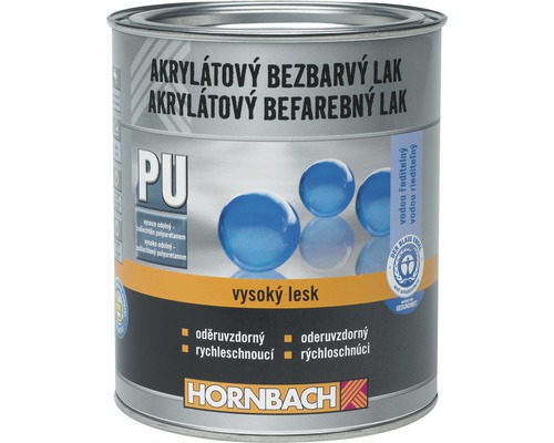 Čirý lak Hornbach akrylátový 0,75 l vysoký lesk Plechovka s bezbarvým akrylátovým lakem od společnosti Hornbach