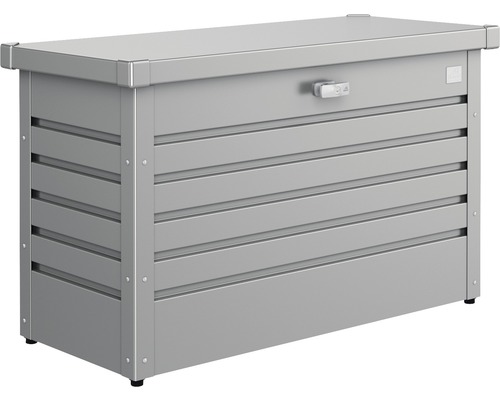 Zahradní box na polstry Biohort 100, 101 x 46 x 61 cm šedý křemen metalický Kovová úložná bedna s vodorovnými drážkami